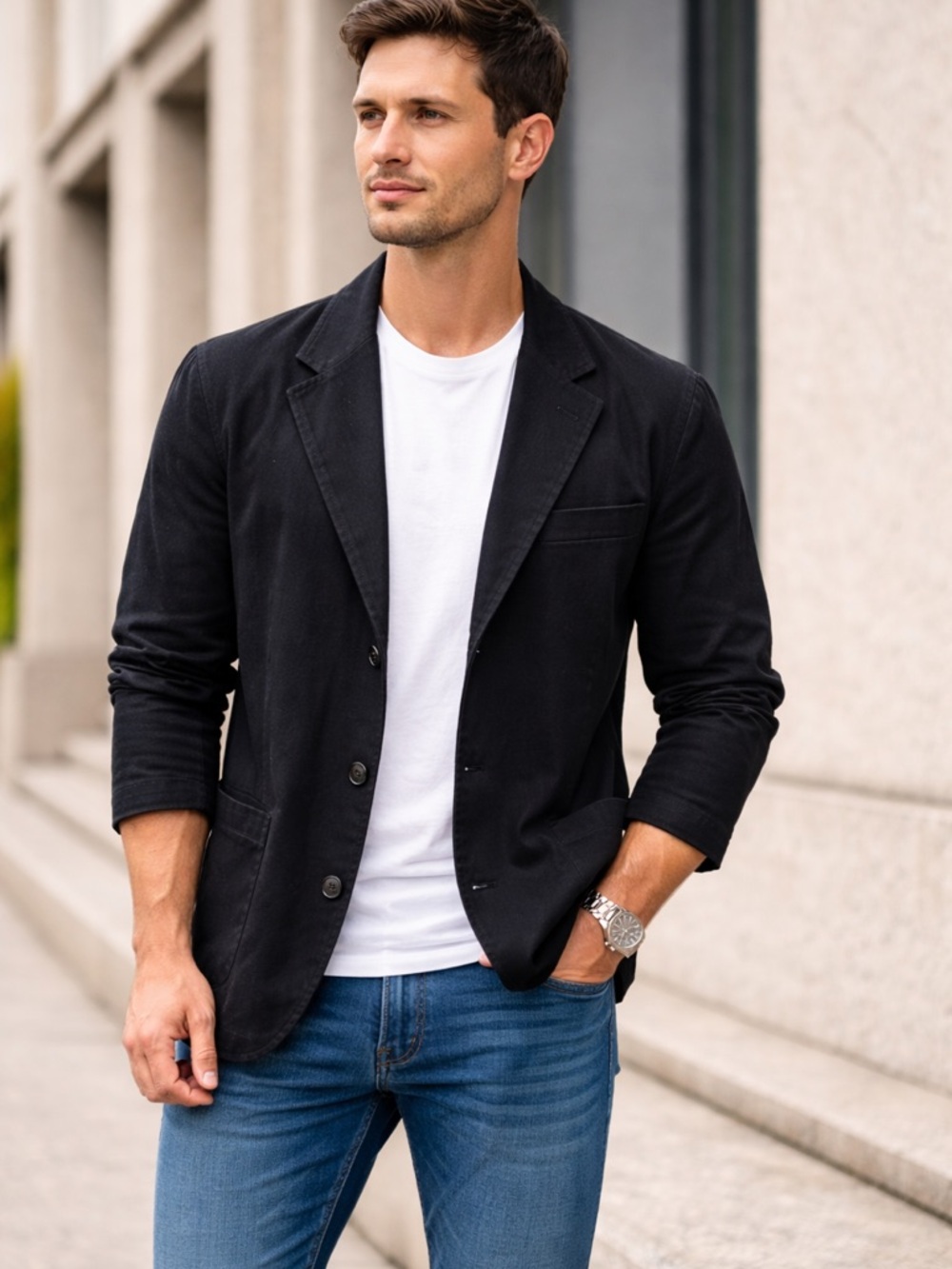 Men’s Black Blazer Jacket Ferouch XL Casual Classic Lightweight